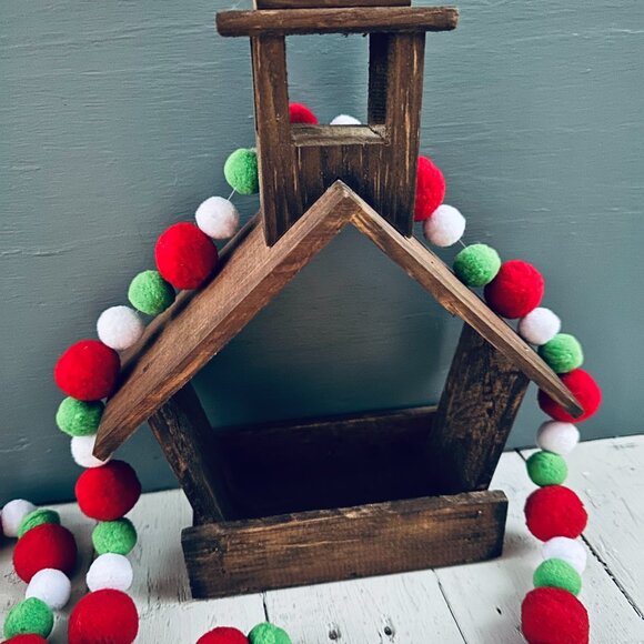 Vintage Wooden Church Display House Christmas Church Farmhouse Decor Handmade - Picture 2 of 9